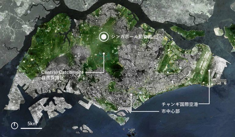 シンガポール島内の位置関係（出典 Google Earth）