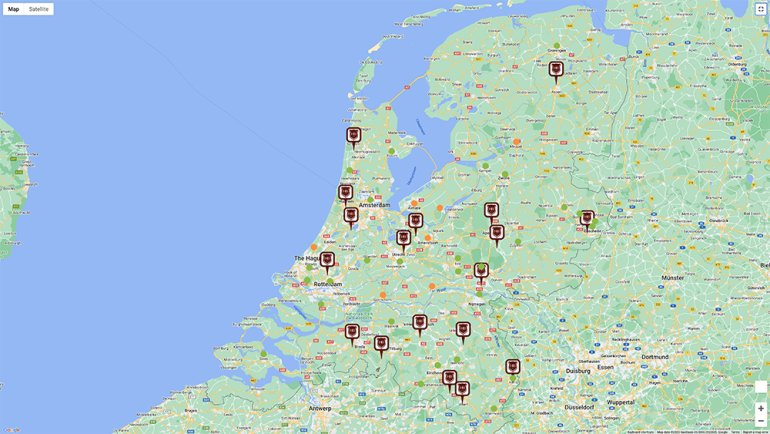 ＜写真３＞ オランダ国内のヘーレブーレの分布。